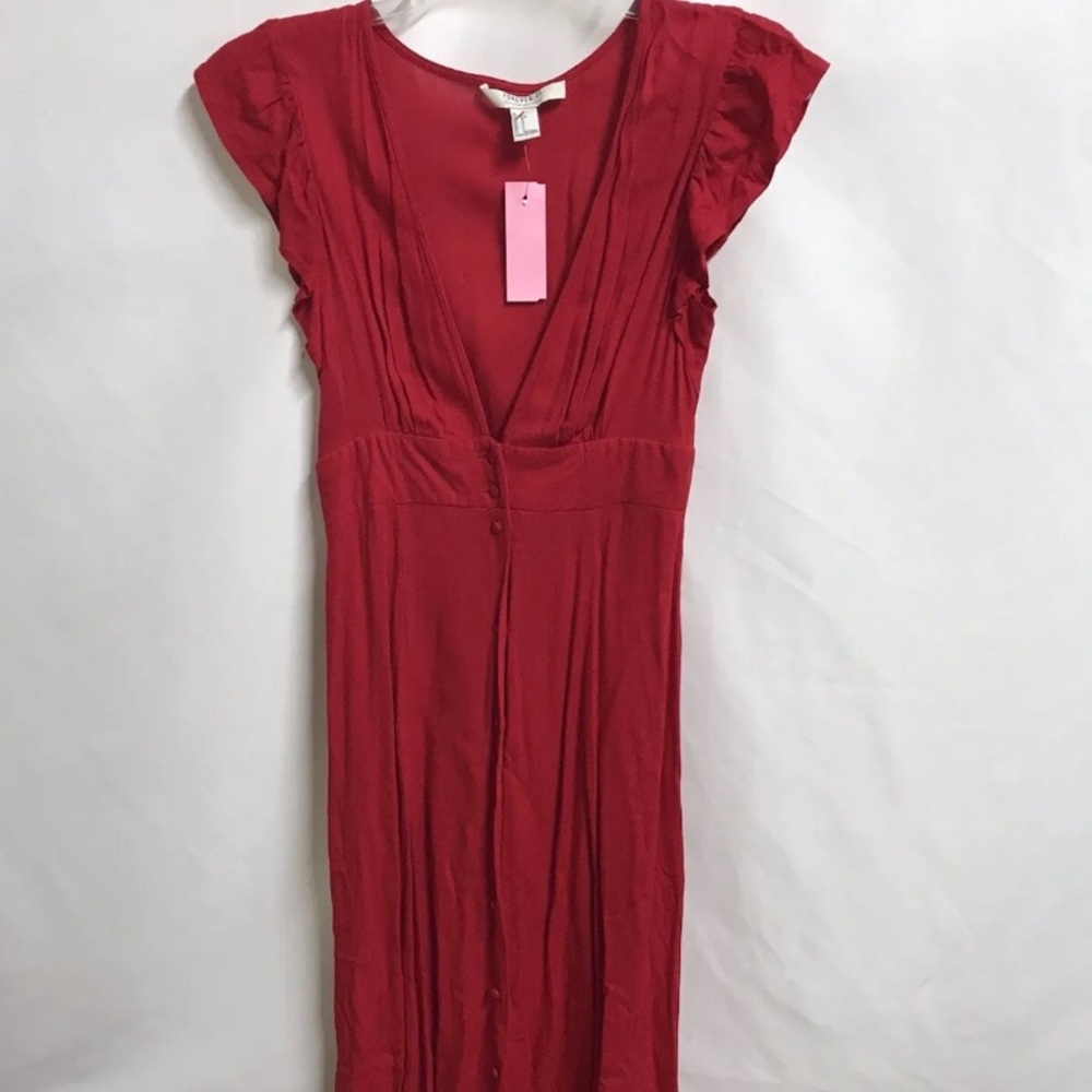 Red button down midi dress - Size Small. NWOT